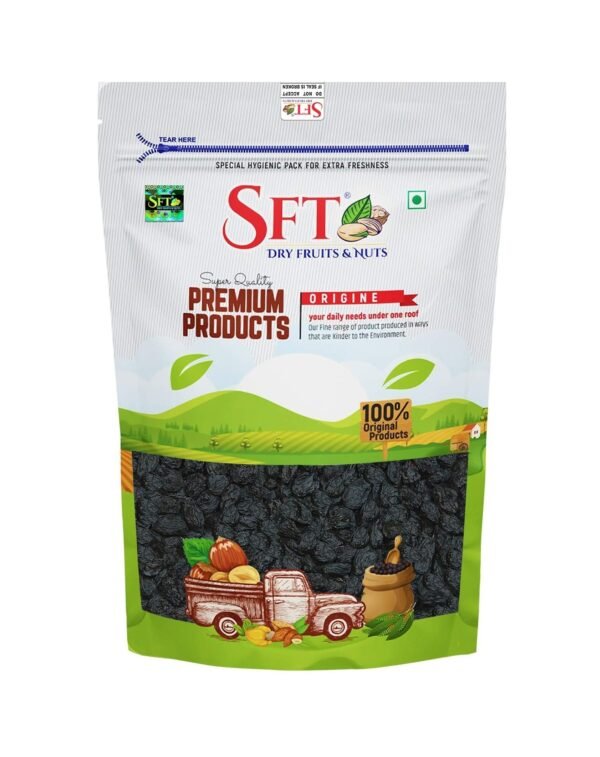 SFT Premium Afghani Seedless Fresh Black Raisins 1Kg Value Pack| Healthy Snacks, Dry Fruits, Kishmish | High In Antioxidants, Naturally Sweet & Tasty - Fast Shipping to USA & Canada