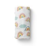 MOM'S HOME Organic Cotton Baby Muslin Swaddle | Rainbow | 100X100 cm | 0-12 Months | Multicolor - Fast Shipping to USA & Canada