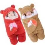 First Kick Baby Blankets New Born Combo Pack of Wearable Hooded Swaddle Wrapper Sleeping Bag for Baby Boys and Baby Girls Pack of 2 (0-6 Months, Beige & Red) - Fast Shipping to USA & Canada