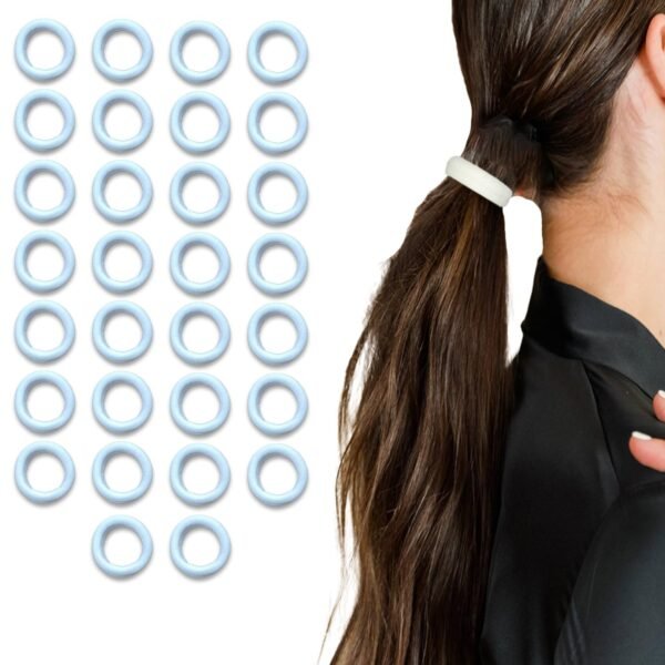 TEMPERIA (30 Pcs) Hair Band for Women & Girls - Premium Rubber Band - Elastic Ponytail Hairband Ties Accessories - White (DN01) - Fast Shipping to USA & Canada