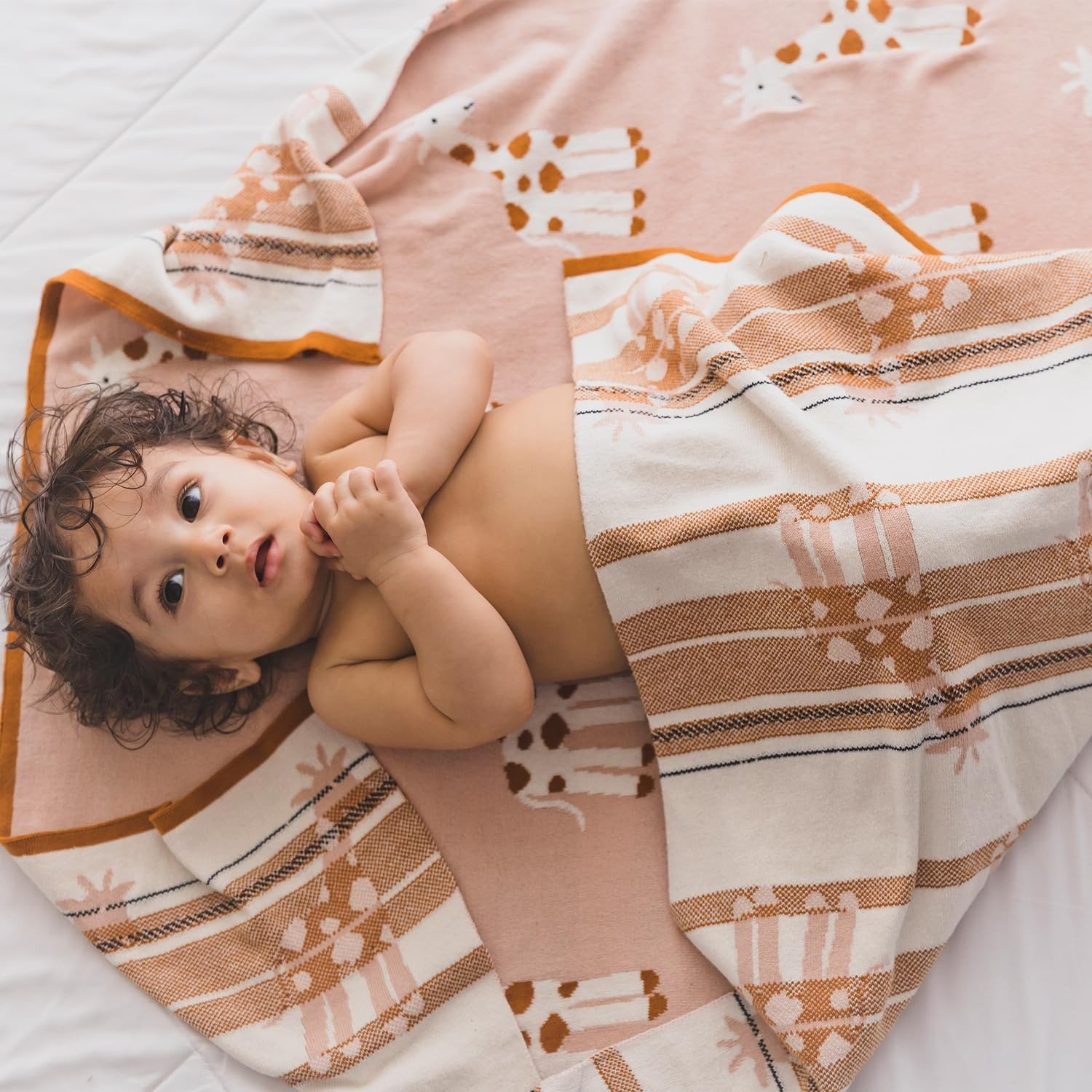711ndIi1TyL-1.jpg TIDY SLEEP 100% Cotton Knitted Blanket for New Born Baby, Soft and Breathable Quilt Wrapper for New Born Boy & Girl | Size 100 cm x 80 cm, 0 to 18 Month (Girrafe Print) - Fast Shipping to USA & Canada - Image 1