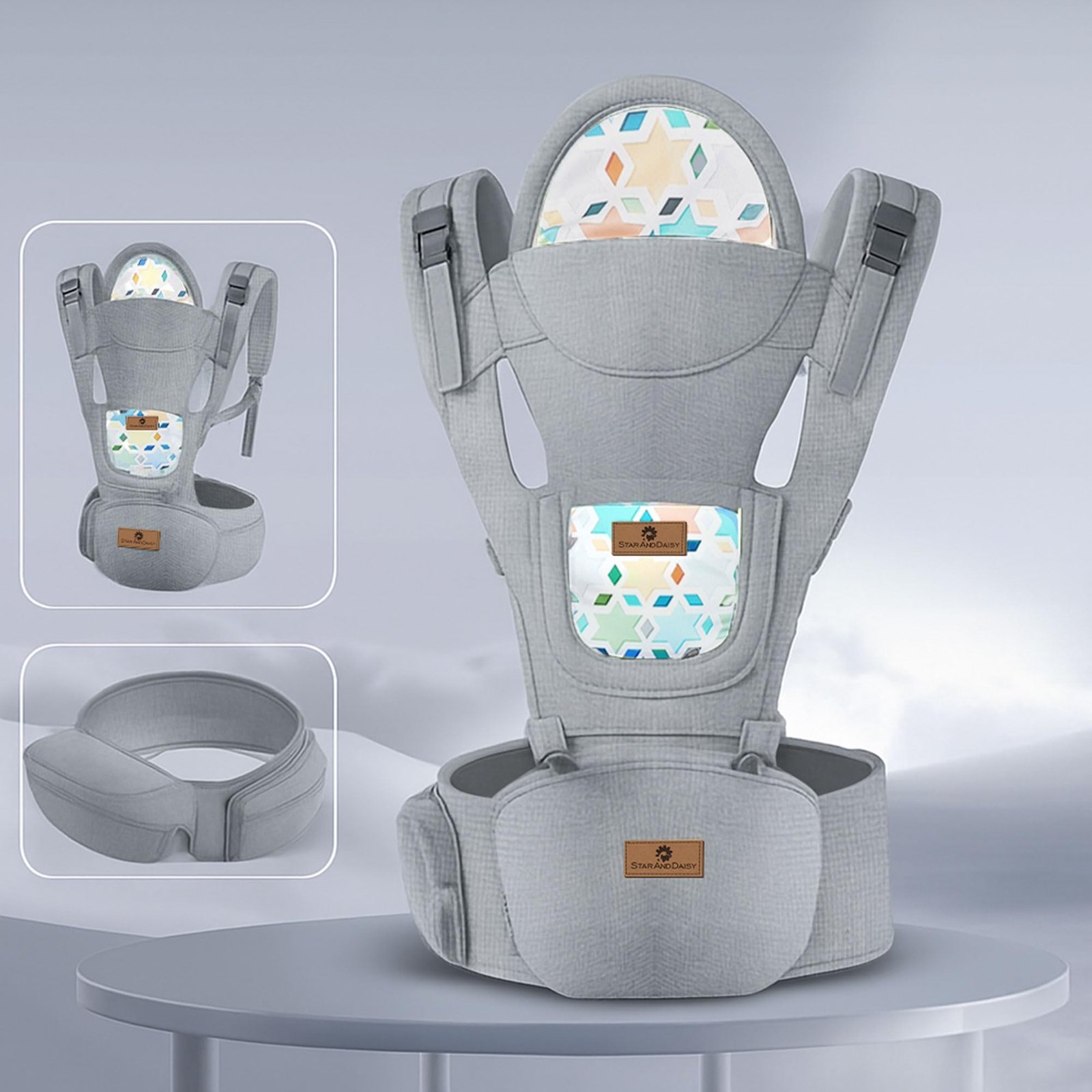 711w2a7NPIL-1.jpg StarAndDaisy 9-in-1 Adjustable Baby Carrier Bag for 0-3 Years for Newborn/Baby Essentials Holder Carrying Bags Boy & Girl/Large Storage & Phone Pocket/New Mom Gifts-Grey - Fast Shipping to USA & Canada - Image 1