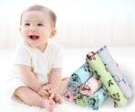MOM CARE Cotton Face Towels for Babies Extra Soft/Quick Dry/Strong Water Absorbent/Napkins Towel for Kids, Boys and Girls Pack of 4 Multi Color 25x25 cm - Fast Shipping to USA & Canada