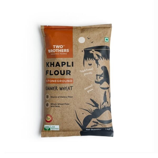 Two Brothers Organic Farms - Khapli Wheat Flour (1 kg) | High Dietary Fiber for Easy Digestion | Stoneground Emmer Wheat Flour | Khapli Atta - Fast Shipping to USA & Canada