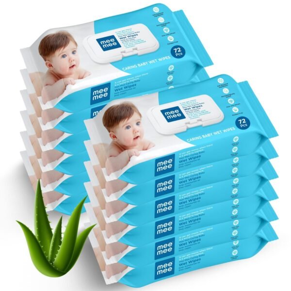 Mee Mee Soft Gentle Baby Wet Wipes (72 Wipes) Pack of 12 | Infused with Aloe Vera and Vitamin E | Paraben & Sulphate Free | Cleansing Wipes | Wipes Combo for Babies - Fast Shipping to USA & Canada
