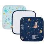 haus & kinder 100% Cotton Muslin Wash Cloth for Newborn Baby - Pack of 3 | Reusable Face Towel Washcloths for Babies 30 cm x 30 cm | Galaxy Laggon - Fast Shipping to USA & Canada
