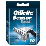 Gillette Sensor Excel Refill Razor Blade Cartridges - Men, 1 Count (Pack of 10 Blades) - Fast Shipping to USA & Canada