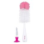 1st Step bpa Free 2 in 1 Bottle and Nipple Cleaning Brush with Suction Base and Nylon bristles for Easy Cleaning (Pink) - Fast Shipping to USA & Canada