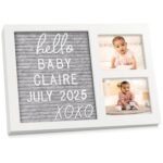 a baby cherry - Baby Picture Frame with Announcement Message Felt Board & Letterboard Letters | My First Year Picture | Ultrasound Picture Frame | white - Fast Shipping to USA & Canada