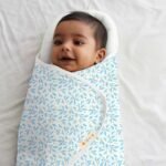 TIDY SLEEP Baby Swaddle Wrappper Adjustable for Newborn || 100% Cotton Soft || Newborn Blanket for 0-3 Months (Blue Leaf) - Fast Shipping to USA & Canada