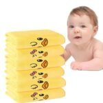 MOM CARE Microfibre Face Towels, Super Soft Reusable Napkins for Newborn, Infants,Toddlers & Kids in Pack of 6 Yellow - Fast Shipping to USA & Canada