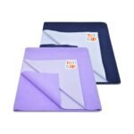 Tidy Sleep Instadry Anti-Piling Fleece Extra Absorbent Quick Dry Sheet for New Born Babies, Cotton Bed Protector Mattress Pack of 2 Lilac-Navy Blue Large (140x100) cm - Fast Shipping to USA & Canada