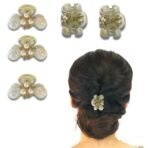 TEMPERIA (5 pcs) Pearl Hair Clips for Women & Girls - Clutcher Clutches Claw Clip Accessories - Stylish, Fashionable (DN01) - Fast Shipping to USA & Canada