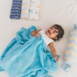 TIDY SLEEP 100% Cotton New Born Baby Muslin Swaddle Wrapper | Newborn Little Finder Soft Blanket for 0-6 Months |Pack of 3|100 cm x 100 cm (Fan-Blue Puff-XOXO) - Fast Shipping to USA & Canada