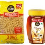 DiSano Pastalicious 100% Durum Wheat Macroni Pasta, Elbow, 1kg & DiSano Pure Honey 500 g (pack of 1) - Fast Shipping to USA & Canada