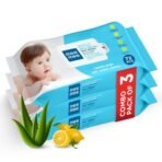 Mee Mee Soft Gentle Baby Wet Wipes (72 Wipes) Pack of 3 | Infused with Aloe Vera and Lemon extract | Paraben & Sulfate Free | Cleansing Wipes | Wipes Combo for Babies - Fast Shipping to USA & Canada