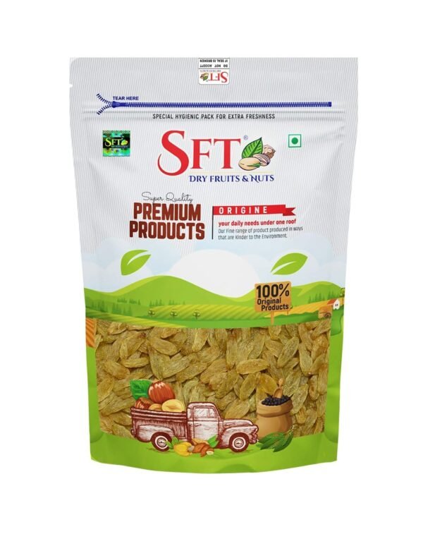 SFT Raisins | 1 Kg | Kismish | Premium Dried Grapes | Sweet Fruity Taste and Soft Chewy Texture | Natural Source of Antioxidants, Potassium & Fiber | Healthy Snack - Fast Shipping to USA & Canada