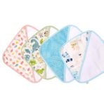 TIDY SLEEP Muslin Baby Face Cloth for New Born Baby (Washable, Reusable Extra Soft Baby Face Towel) Assorted Colour (4) - Fast Shipping to USA & Canada