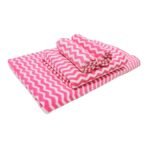 First Kick Luxury Microfiber 4 Pcs Set Bath, Face & Hand Baby Towels Super Absorbent, Fade-Resistent, Ultra Soft (Zig-Zag) - Hotpink - Fast Shipping to USA & Canada