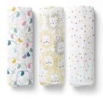 haus & kinder Baby Muslin Swaddle Wraps ? 100% Cotton, Soft & Breathable Swaddles for Newborns | Lightweight Muslin Cloth for Baby | 40 x 30 cm, Pack of 3 - Fast Shipping to USA & Canada