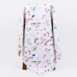 MOM'S HOME Organic Cotton All Season Baby Quilt | Light Weight | Soft | Perfect for Light Winters | 100x120 cm | 0-3 Year | Unicorn | Reversible - Fast Shipping to USA & Canada