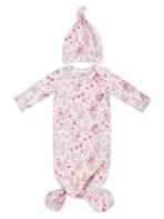haus & kinder Dreamsack Cotton Snug Knit Gown | Soft and Strechy | Newborn Wearable Sleeper Gown | with 1 Hat | 0-3 Months | Pink Floral - Fast Shipping to USA & Canada