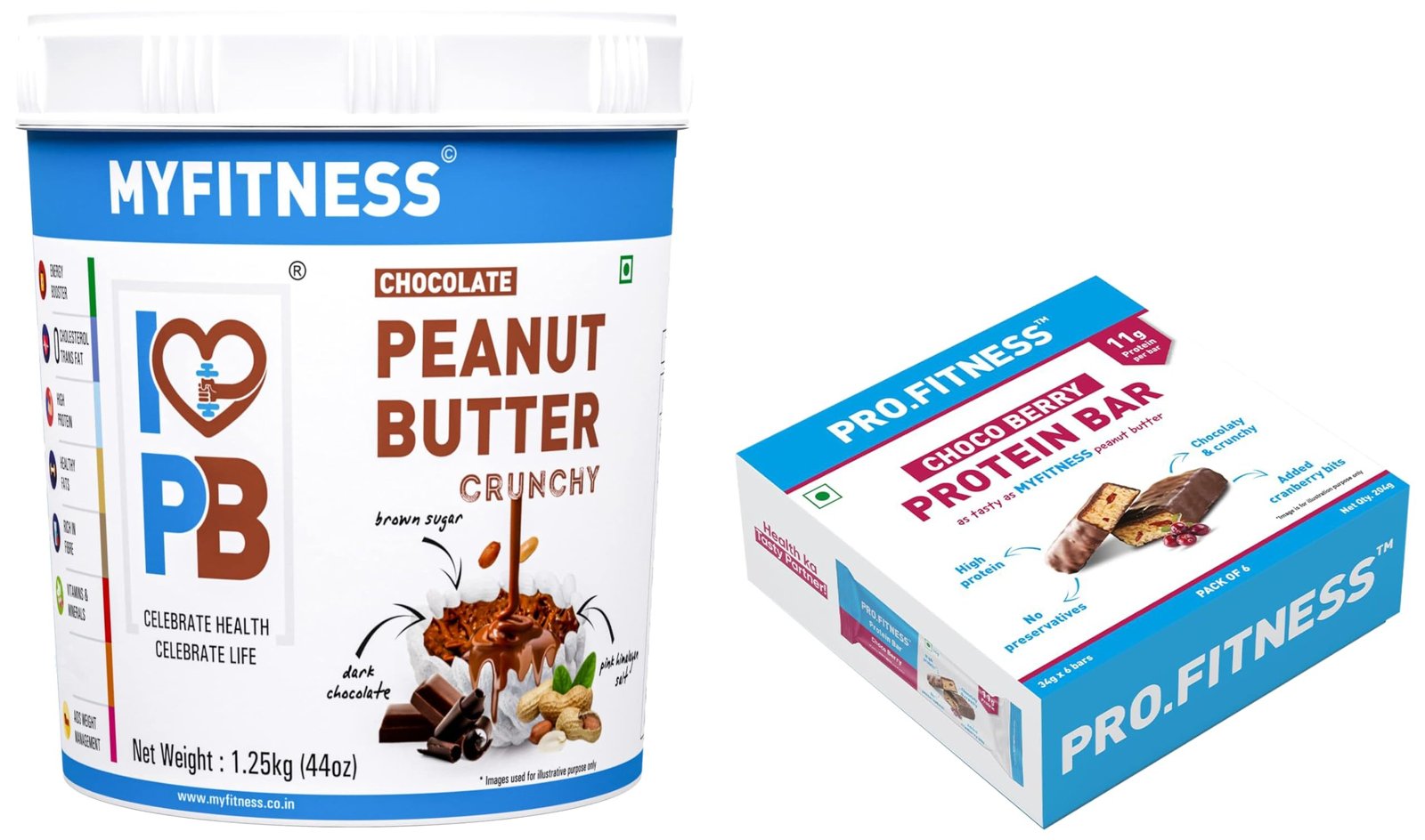 71C9rg2DcGL-1.jpg MYFITNESS Peanut Butter & PRO.FITNESS Protein Bar 1.25kg + 6x34g | Pre-Post Workout | Crunchy Chocolate & Protein Bars - Fast Shipping to USA & Canada - Image 1