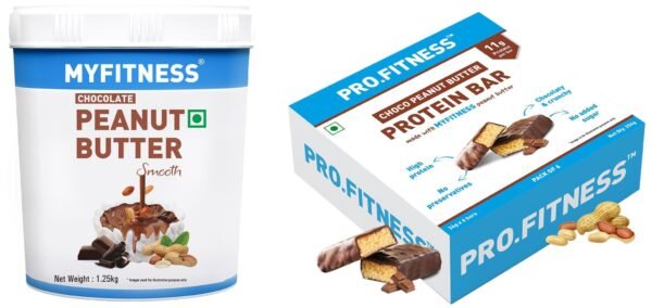 MYFITNESS Peanut Butter & PRO.FITNESS Protein Bar 1.25kg + 6x34g | Creamy Choco & Protein Bars - Fast Shipping to USA & Canada