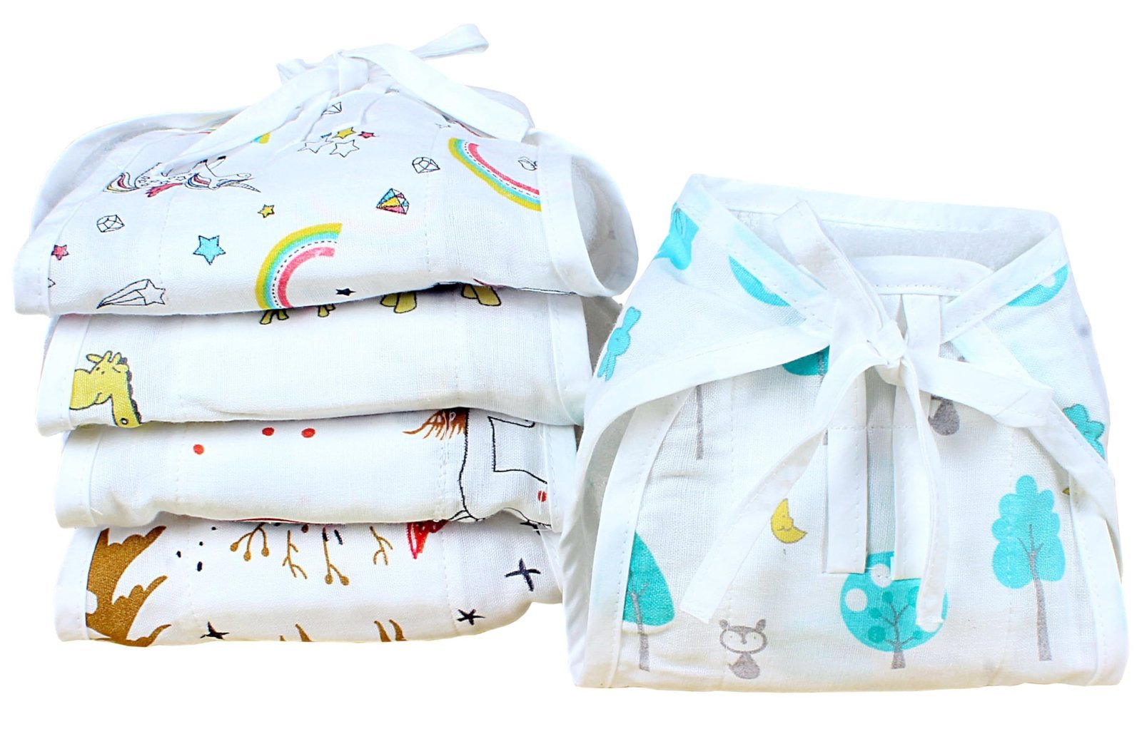 71CyjdYdBIL-1.jpg MOM CARE Muslin Cloth Nappies For Newborn Baby,Reusable Diapers, Cotton Langots, U Shaped Double Layer Padded Extra Soft Nappy(Pack of 5) (0-3 Months) - Fast Shipping to USA & Canada - Image 1