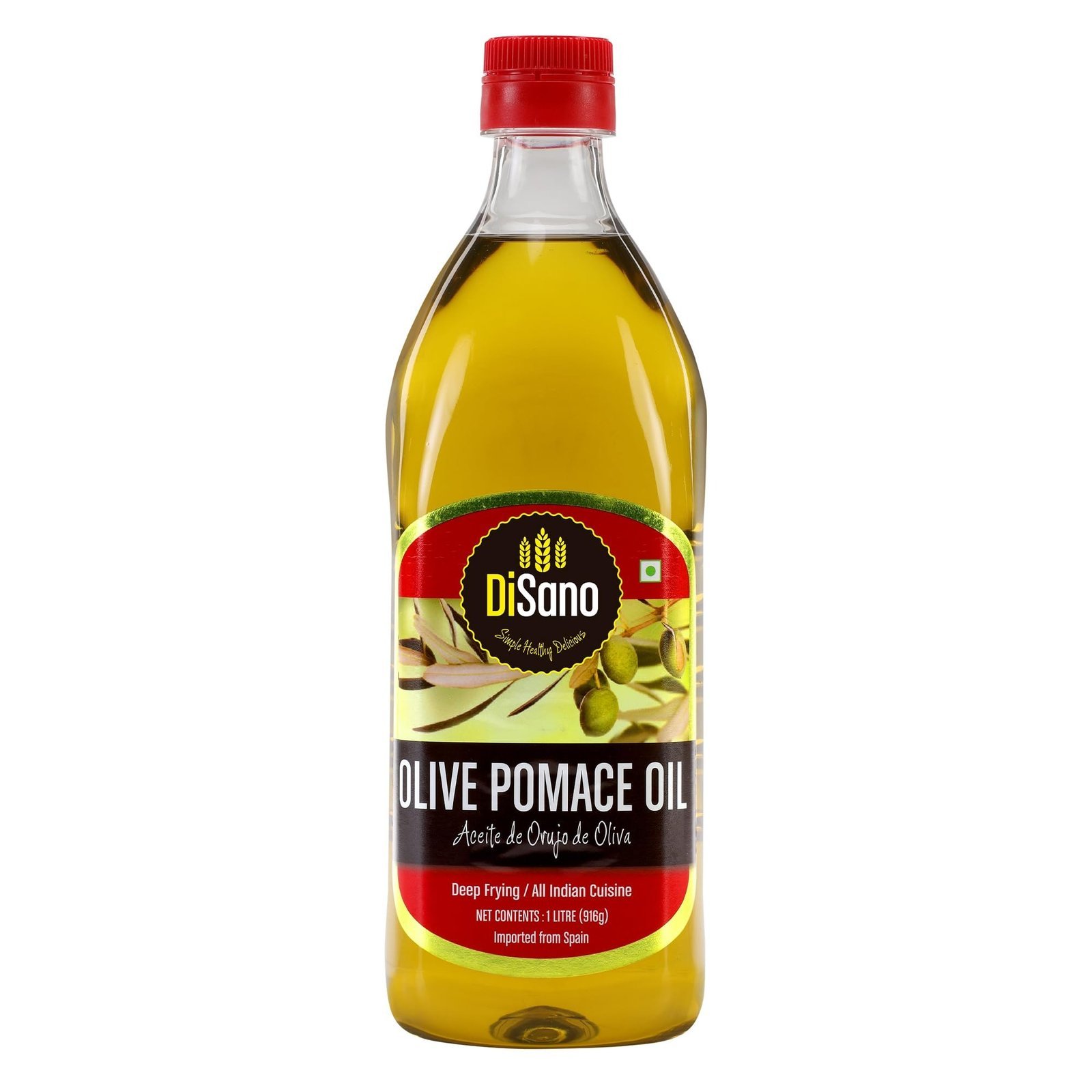 71Dh3L9TJL.jpg DiSano Olive Pomace Oil 1L, Ideal for all Indian Cooking and Deep Frying - Fast Shipping to USA & Canada - Image 1