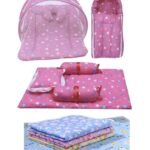 Infantbond Mattress Combo with Net & Bedding (Star Pink) ? Fast Shipping to USA & Canada