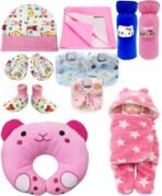 First Kick New Born Baby Gift Set Combo Pack,Pink for Baby Boys and Baby Girls Pack of 11 - Fast Shipping to USA & Canada