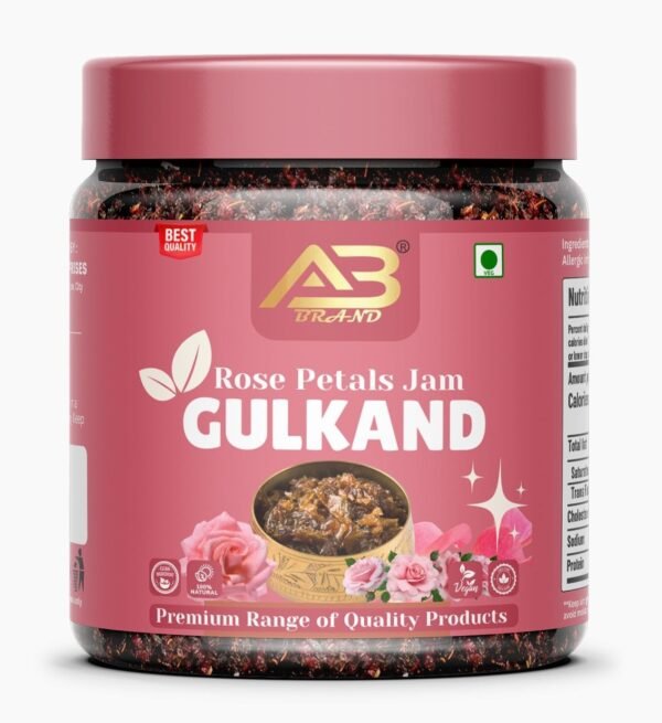 AB BRAND Premium Gulkand Rose Petal Preserve Made with Damask Roses & Mishri | Natural Ayurvedic Coolant | Rich in Antioxidants, Good for Digestion & Skin Health | 100 GM - Fast Shipping to USA & Canada