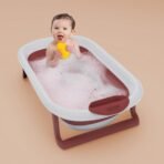 StarAndDaisy Baby Bath Tub for 0 to 5 Years/Foldable Bath Tub for Kids 0-3 Years with Space Saving, Newborn Baby Folding Bathing Tub Girls & Boys with Soap Tray, Easy to Store (BT - Brown) - Fast Shipping to USA & Canada