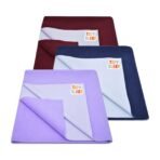 Tidy Sleep Instadry Anti-Piling Fleece Extra Absorbent Quick Dry Sheet for New Born Babies, Cotton Bed Protector Mattress Pack of 3 Maroon-Lilac-NBlue Large (140x100) cm - Fast Shipping to USA & Canada