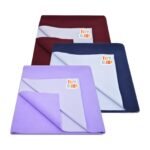 Tidy Sleep Instadry Anti-Piling Fleece Extra Absorbent Quick Dry Sheet for New Born Babies, Cotton Bed Protector Mattress Pack of 3 Maroon-Lilac-NBlue Large (140x100) cm - Fast Shipping to USA & Canada