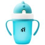 1ST STEP Matte Collection BPA Free Polypropylene Soft Straw Sipper with Twin Handles for Easy Grip - Blue - Fast Shipping to USA & Canada