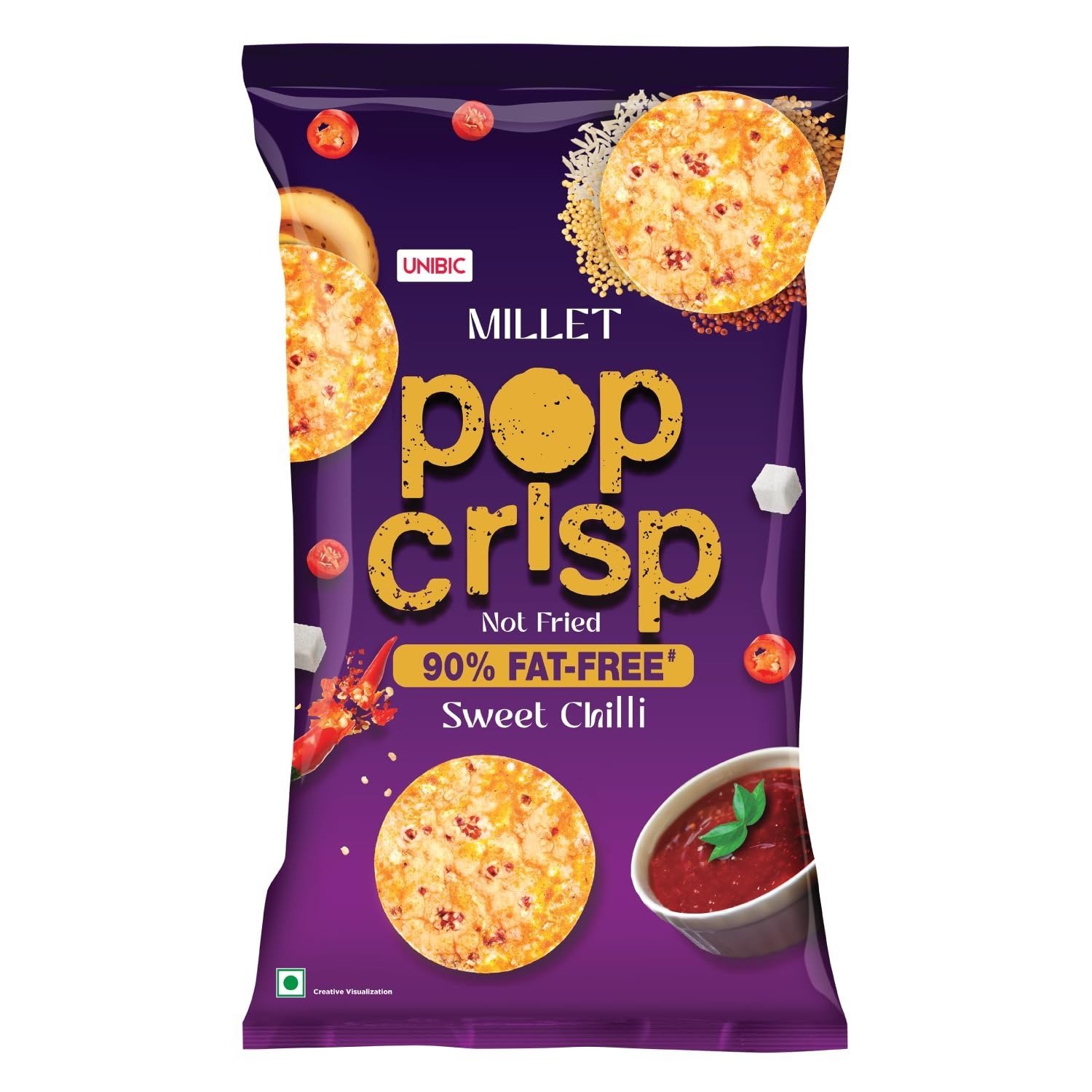 71I8FNwZQPL-1.jpg UNIBIC Pop Crisp I Millet Chips I Sweet Chilli I Popped Chips I | Not Baked Not Fried |90% Fat Free | Low Calorie | Healthy Snacks | 40 Grams - Fast Shipping to USA & Canada - Image 1