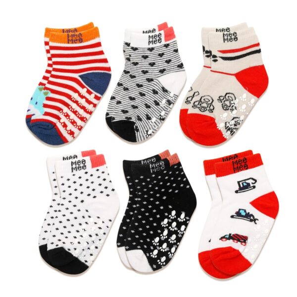 Mee Mee Combo Cotton socks for baby | Anit - Skid, Soft, Colourful Prints Baby & Kids (Pack of 6) - Fast Shipping to USA & Canada