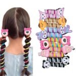 TEMPERIA (Pack of 2) Fancy Stylish Telephone Wire Hair Rubber Band for Girls, Kids - Colorful Braided Spiral Hair Ties - Cute Cartoon Ponytail Holder Elastic Hair Accessories (Random Colors & Designs) - Fast Shipping to USA & Canada