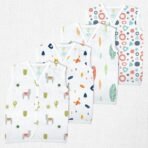 1ST STEP Button Type 100% Organic Muslin Jhabla (Medium (3-6 Months), Multicolor 1) - Fast Shipping to USA & Canada
