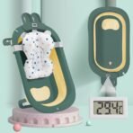 StarAndDaisy Foldable Infant Bath Tub with Smart Temperature Indication Meter, Collapsible Newborn Toddler Folding Bathing Support Bathtub with Soft Cushion for 0-3 Years Baby (Green) - Fast Shipping to USA & Canada