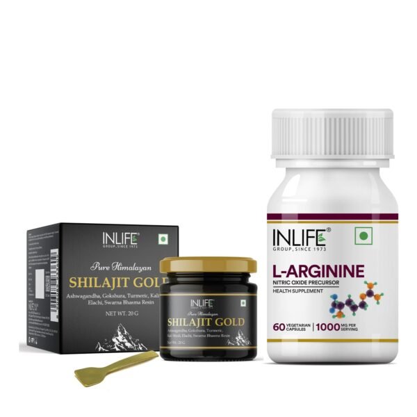 INLIFE Vitality Health Combo - Shilajit Gold & L-Arginine Capsules - Fast Shipping to USA & Canada