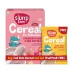 Slurrp Farm No Added Sugar Instant Cereal Ragi Rice and Strawberry with Milk 200g + Free Mango Cereal Trial Pack 50g - Fast Shipping to USA & Canada
