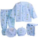 First Kick Presents New Born Baby Summer Wear Baby Clothes 5Pcs Sets 100% Cotton Baby Boys Girls Unisex Baby Cotton/Summer Suit Infant Clothes First Gift for New Born Baby - Fast Shipping to USA & Canada
