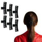 TEMPERIA (6 pcs) Hair Clips for Women & Girls - Clutcher Clutches Claw Clip Accessories - Stylish, Fashionable(Black) (DN06) - Fast Shipping to USA & Canada