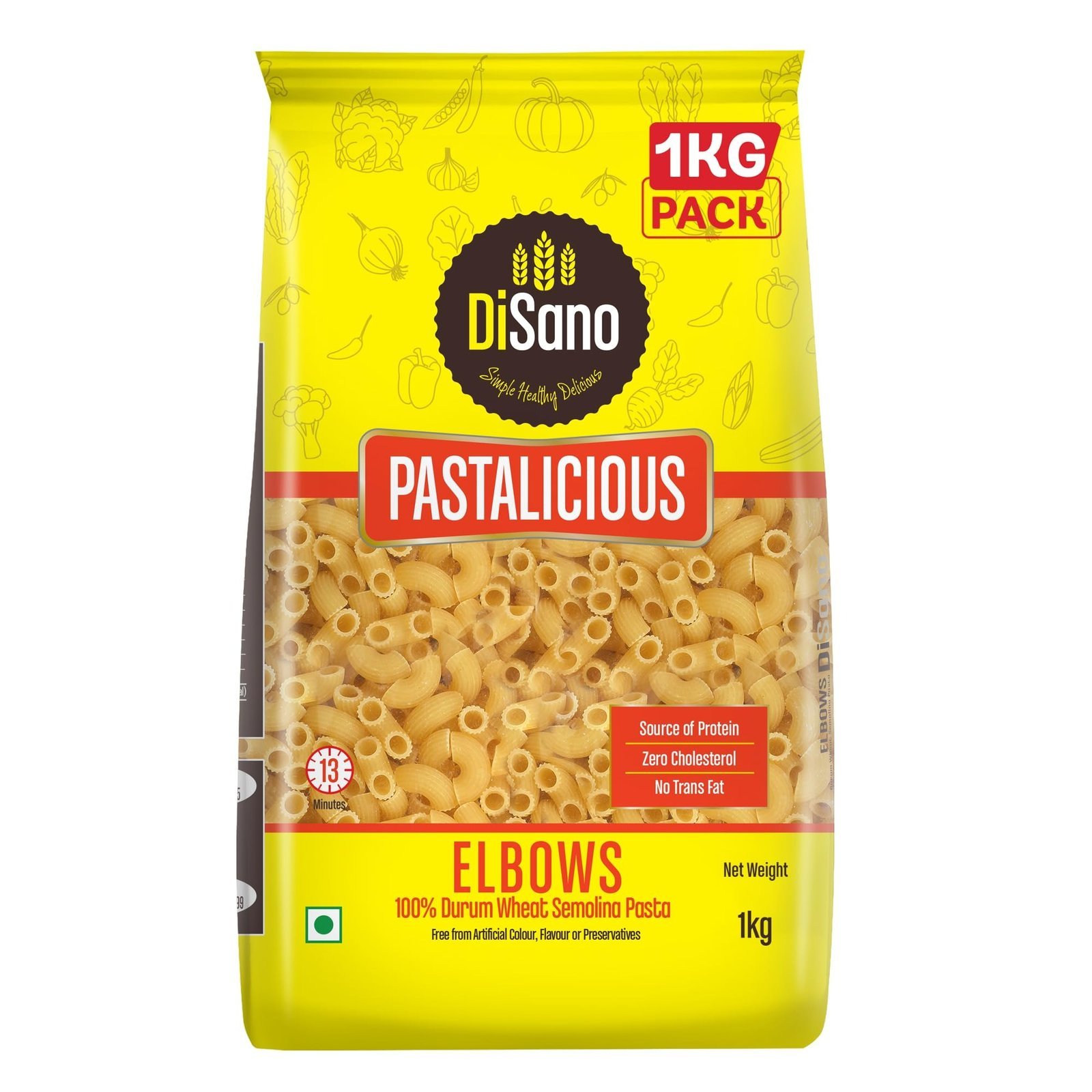 71T4FyU8inL-1.jpg DISANO Elbows Pasta,1Kg,100% Durum Wheat,No Maida,High Protein & Fiber - Fast Shipping to USA & Canada - Image 1