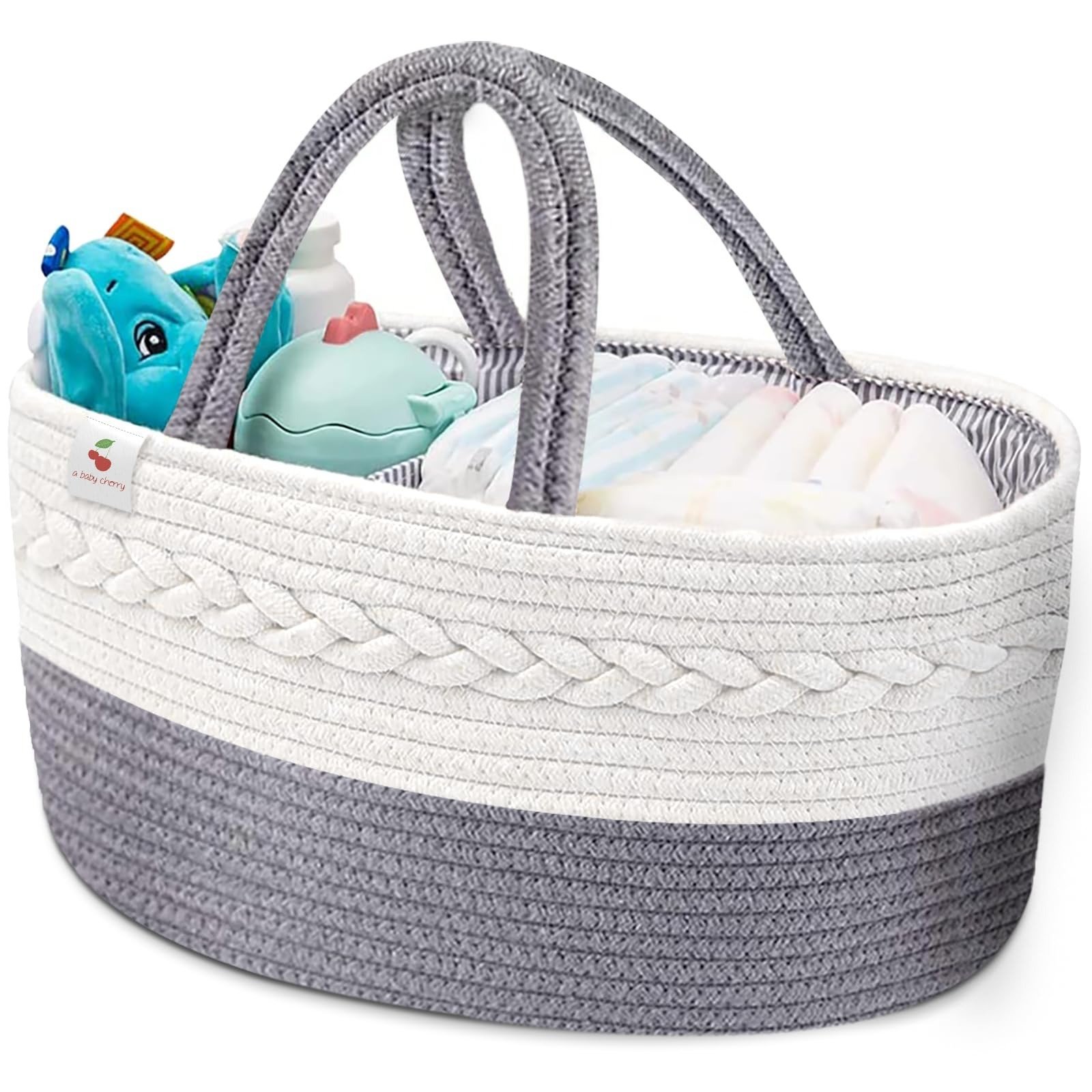 71TR0rTn35L-1.jpg a baby cherry - Diaper Caddy | Diaper Caddy Bag Organizer Large Capacity (40 * 28 * 20CM) | Nursery Storage Bin And Car Organizer For Diapers And Baby Wipes (Grey, Cotton) - Fast Shipping to USA & Canada - Image 1