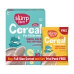 Slurrp Farm No Added Sugar Instant Cereal Ragi Rice and Banana with Milk 200g + Free Mango Cereal Trial Pack 50g - Fast Shipping to USA & Canada