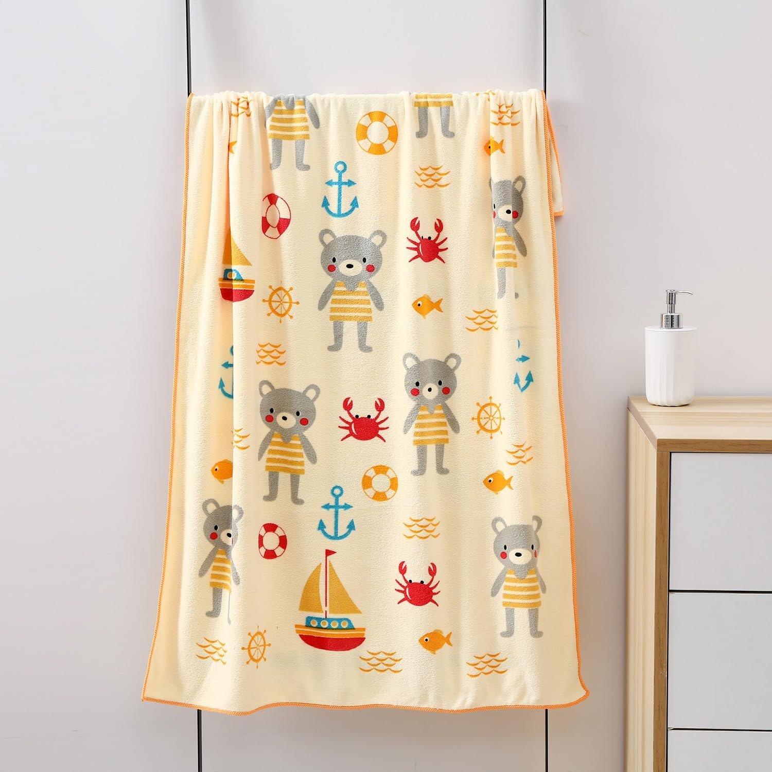 71Tuw5PKp1L-1.jpg Mee Mee Micro Fiber Baby Bath Towel for New Born | Wash Cloth, Quick Absorbent, Extra Soft Cotton Towels for Kids/Toddlers/Infants/Babies, Pack of 1, Orange 70X110 CM - Fast Shipping to USA & Canada - Image 1